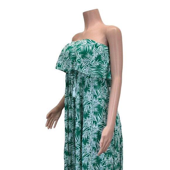 Japna Boho Tropical Strapless Maxi Sundress -Women SZ M -Tazzel Tie -Front Slits - Picture 4 of 14